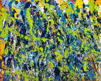 Lot 1012
Walasse Ting (American/Chinese, 1929-2010) Oil and Acrylic on Canvas 1969, 'Only a Few Yellow Roses', H 30" W 50"