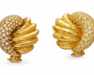 Lot 54
Henry Dunay (American, 1935-2023) 18K Yellow Gold And Diamond Earrings 24 g 1 PAIR