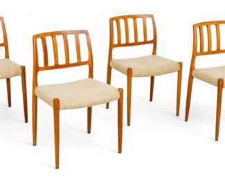 Lot 1062
Niels Otto Møller Model 83 Teakwood Side Chairs 1970 - 1980, H 32" W 20" 4 PCS