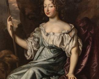 Lot 1001
School of Sir Peter Lely (English, 1618-1680) Oil on Canvas `17th/Early 18th C., 'Bridget Noel, Daughter of Viscount Campden', H 50" W 39" Frame Size: