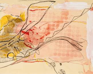 Lot 1019
Helen Frankenthaler (American, 1928-2011) Woodcut in Colors on Japanese Torinoko Paper 2009, 'Weeping Crabapple', H 25.25" W 37.25" Frame Size: H 33"