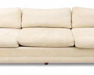 Lot 1065
Baker Furniture (Est.1890) Mid-Century Modern Style Upholstered Parson Sofa, Ca. 1970s, H 25" W 105" Depth 34"