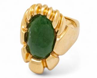 Lot 74
14K Yellow Gold And Nephrite Ring, Size 7 3/4, 15 g 1 PC