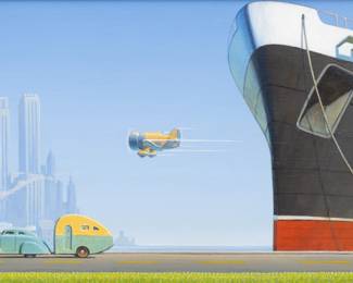 Lot 1013
Robert W. LaDuke (American, B. 1961) Acrylic on Wood Panel, 2004, 'Tied', H 13" W 30" Frame Size: H 18" W 35"