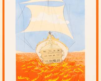 Lot 1043
Salvador Dali (Spanish, 1904-1989) Etching with Pochoir in Colors on BFK Rives Paper 1972, 'Levi, from the Twelve Tribes of Israel', H 19.5" W 14.5" F