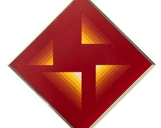 Lot 1030
Herbert Bayer (American/Austrian, 1900-1985) Acrylic on Canvas 1970, 'Four Regressive Corners', H 40" W 40" Frame Size: H 41.5" W 41.5" Depth 1"