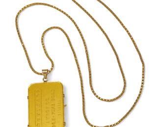 Lot 28
Englehard 1 Troy Oz 999.5 Fine Gold Bar on 18K Gold Chain 44 g 1 PC