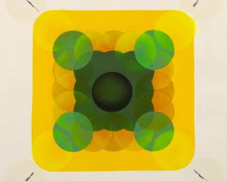 Lot 1017
Hisao Domoto (Japanese, 1928-2013) Acrylic on Arches Paper 1971, H 30.5" W 22" Frame Size: H 36" W 27.25" Depth 1"