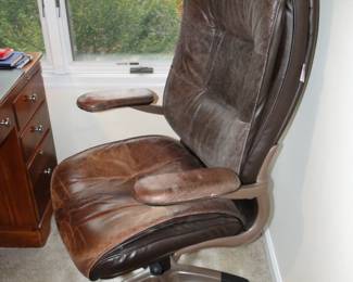 Distressed leather office chair