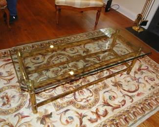 Brass and glass coffee table