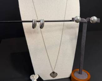 Sterling Silver 925 Jewelry Accessories Set  Earrings, Necklace, Bookmark