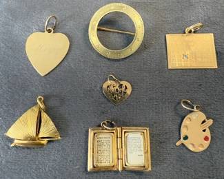 Collection of 14K and 18K Gold Pendants and Pin 9.21g