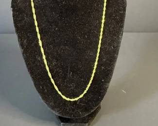 14K Italian Yellow Gold Rope Chain Necklace and Bracelet Set 9 Length, 2.51g