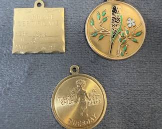 Trio of 14K Gold Pendants 1 2 Length, 10.04g