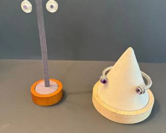 Amethyst Bracelet and Earrings Set 