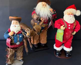 St. Nicholas Square Cowboy Santas Rock Santa with Heissner Fawn Figurine 
