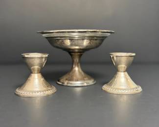Gorham Sterling Silver Compote Couchil Creations Weighted Candlestick Set