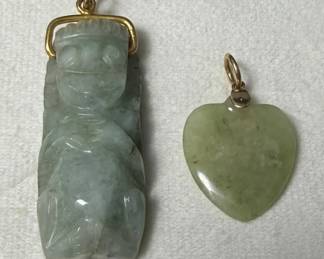 Nephrite Jade PendantsCarved Figure  Heart Design