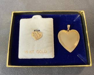 Set of 14K Gold Heart Pendants 3.98g