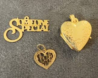 Trio of 14K Gold Pendants 1 21 Length, 2.3g