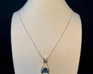 London Blue Topaz Teardrop Pendant Necklace