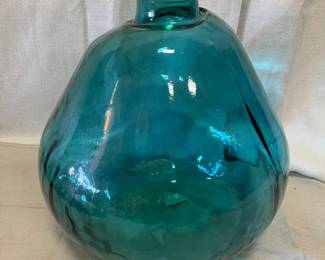 Modern Teal Glass Demijohn Vase