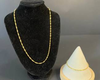 Necklace and Bracelet Set 14K, 2.29g 