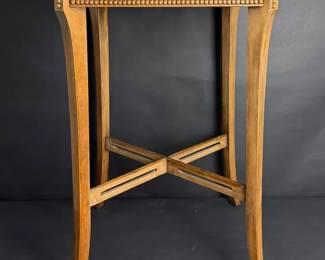 007 Amazing Vintage Wooden Plant or Accent Table with Beaded Trim and Curved Legs