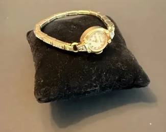 Vintage Spital 14K Gold Case Watch with Diamonds and Crystals Swiss Movement