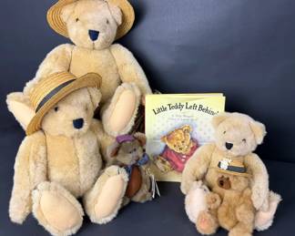 1982 North American Bear Co. Vanderbears Family Lot w Cottage Collectibles Book