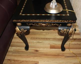 Beautiful Curved Leg Black and Gold Accent Table