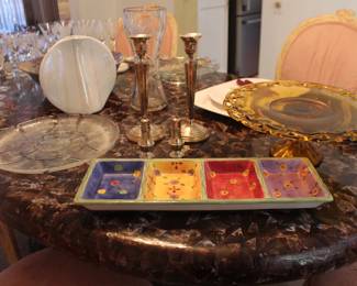 Overview of Candle Sticks, Pedestal Plate, Vase, Serving Plates, Vases