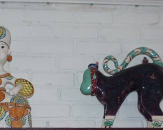 Ceramic Figurines Elephant, Cat