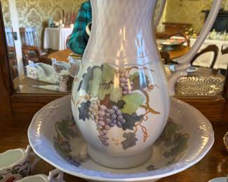 Hand Painted Pitcher and Bowl