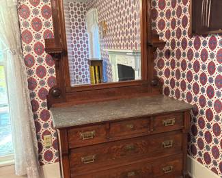 Marble top dresser with mirror