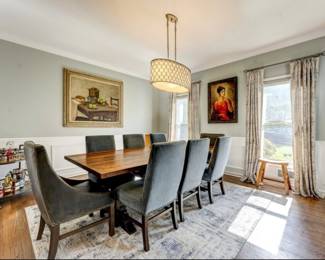 Restoration Hardware Chairs & Solid Walnut Custom Built Table 