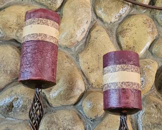 (2) Country French Iron Candles Holders w/ Candles