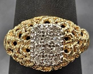 14K Gold with Diamonds Ring, Size 5.5
