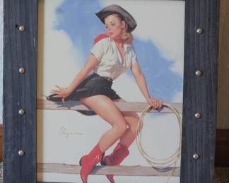 Retro / Vintage Cowgirl Picture in Rustic Chic Frame