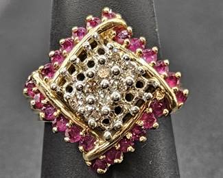 10K Gold with Ruby & Diamond Ring