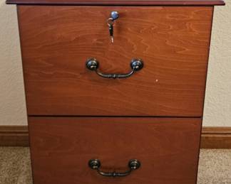 Wooden 2-Drawer Locking File Cabinet w/ Key