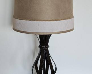 Rustic Chic Metal Lamp w/ Suede Shade, 1/2