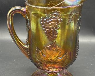 Vintage Carnival Glass Harvest Grape Pitcher