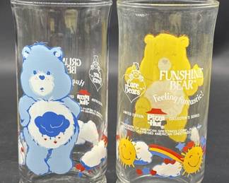 Vintage Glass Care Bear Tumblers