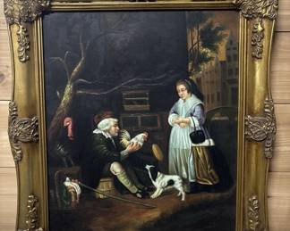The Visit after Original by Pieter de Hooch, Dutch