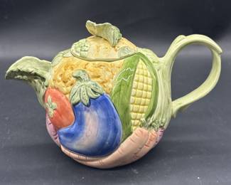 Fitz and Floyd Ceramic Teapot w/ Raised Vegetables