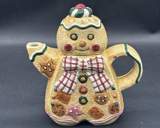 Ceramic Gingerbread Man Holiday Teapot