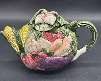 Ceramic w/ Raised Vegetable Design Teapot