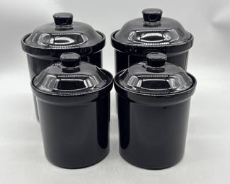 (4) Black Ceramic Canisters w/ Lids