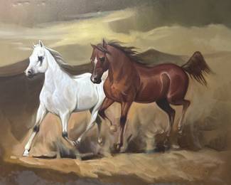 Framed Western Art Print of Running Horses